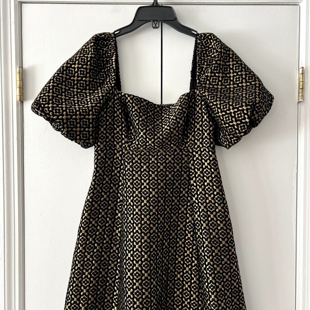Hill House Home The Matilda Midi Dress Metallic Brocade Size S New - Picture 4 of 7